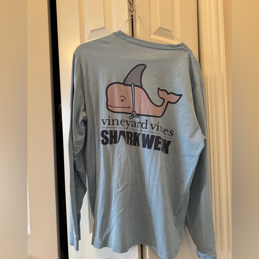 Vineyard Vines Shark Week Blue Long Sleeve Shirt